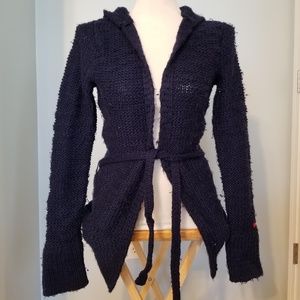 Hollister navy hooded duster cardigan, small